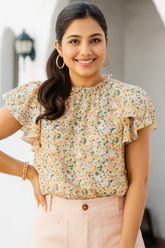 Flowy Ruffle Top with Structured Mock Neck – Made for the Modern Woman